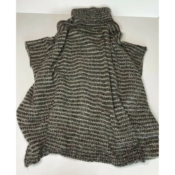 Zara Knit Italian Yarn Striped Knit Poncho - Picture 3 of 5